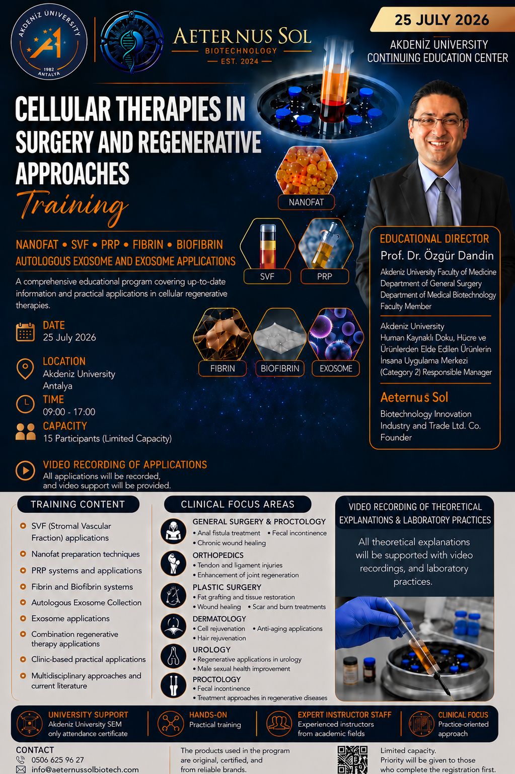 Cellular Therapies in Surgery and Regenerative Approaches Training — 25 July 2026, Akdeniz University